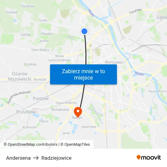 Andersena to Radziejowice map