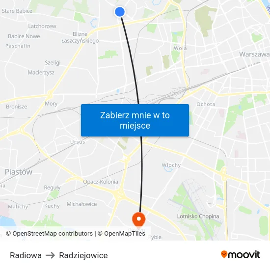 Radiowa to Radziejowice map