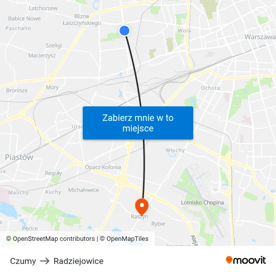 Czumy to Radziejowice map