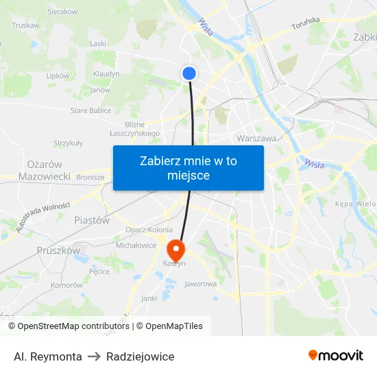 Al. Reymonta to Radziejowice map