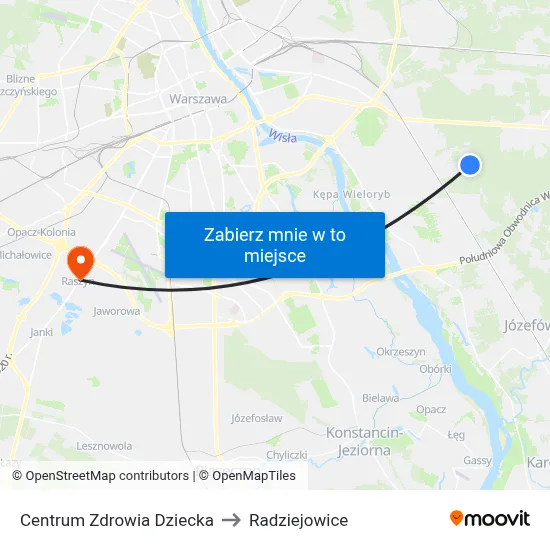 Centrum Zdrowia Dziecka to Radziejowice map