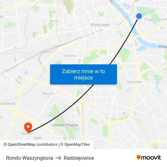 Rondo Waszyngtona to Radziejowice map