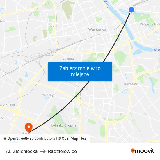 Al. Zieleniecka to Radziejowice map