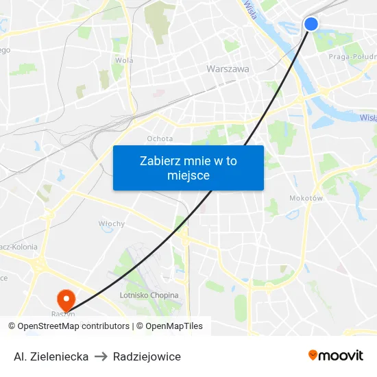 Al. Zieleniecka to Radziejowice map