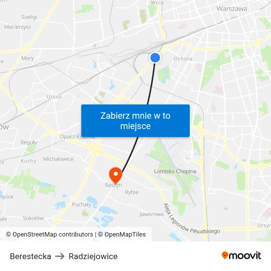 Berestecka to Radziejowice map