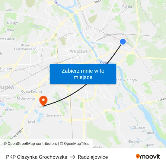 PKP Olszynka Grochowska to Radziejowice map