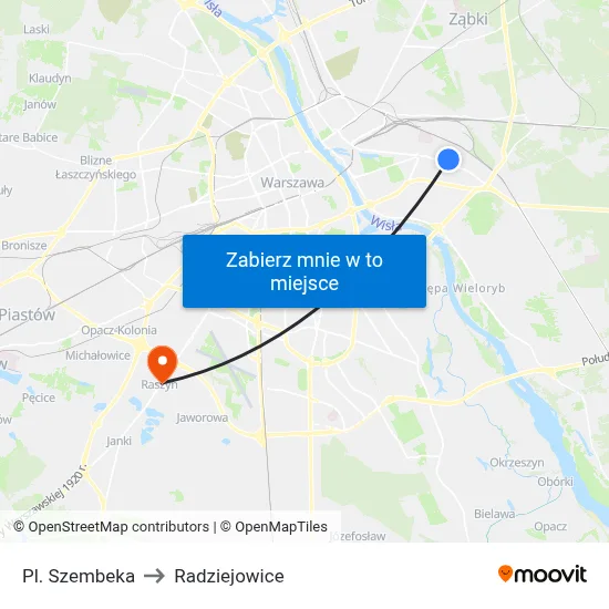 Pl. Szembeka to Radziejowice map