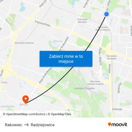 Rakowiec to Radziejowice map
