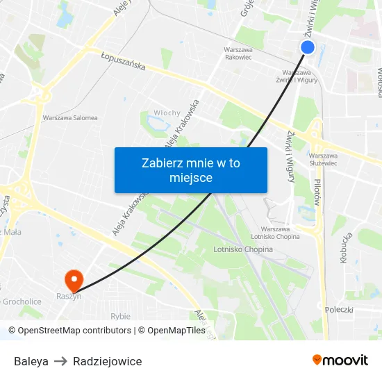 Baleya to Radziejowice map