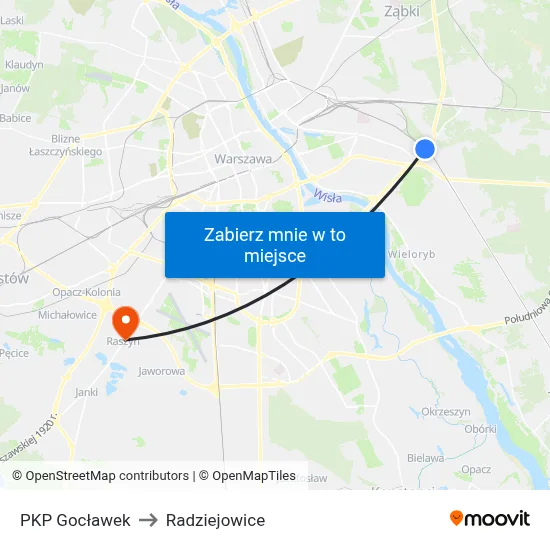 PKP Gocławek to Radziejowice map