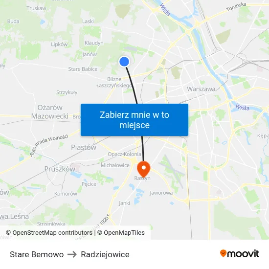 Stare Bemowo to Radziejowice map