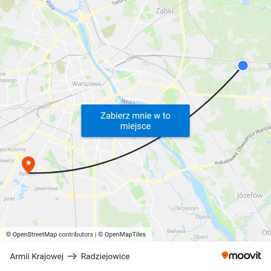 Armii Krajowej to Radziejowice map