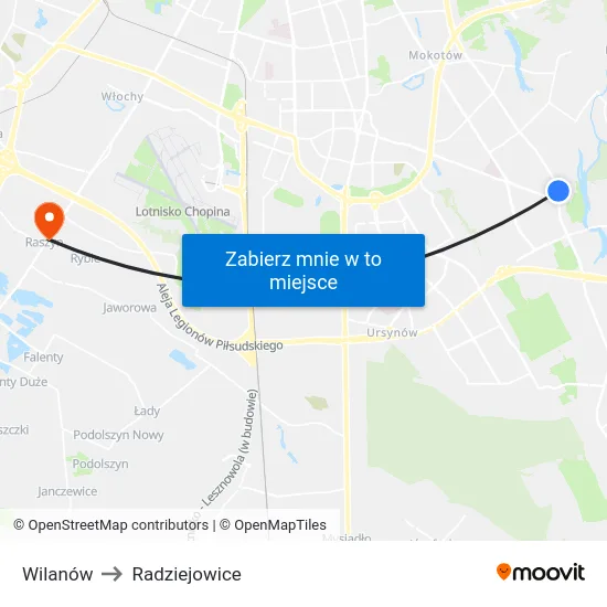 Wilanów to Radziejowice map