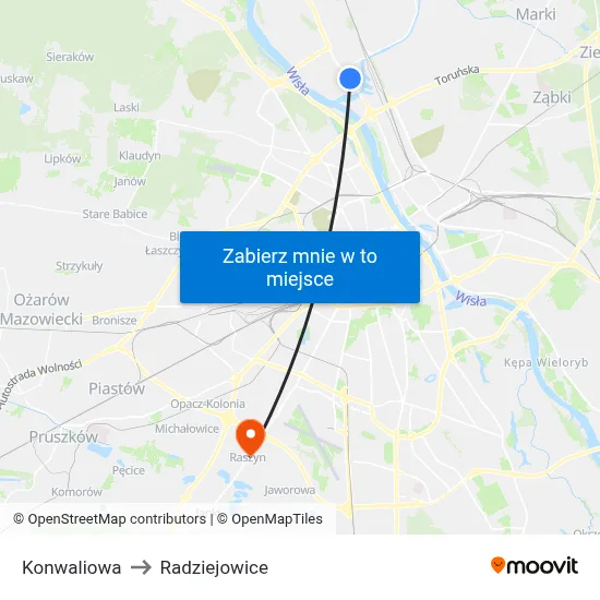 Konwaliowa to Radziejowice map