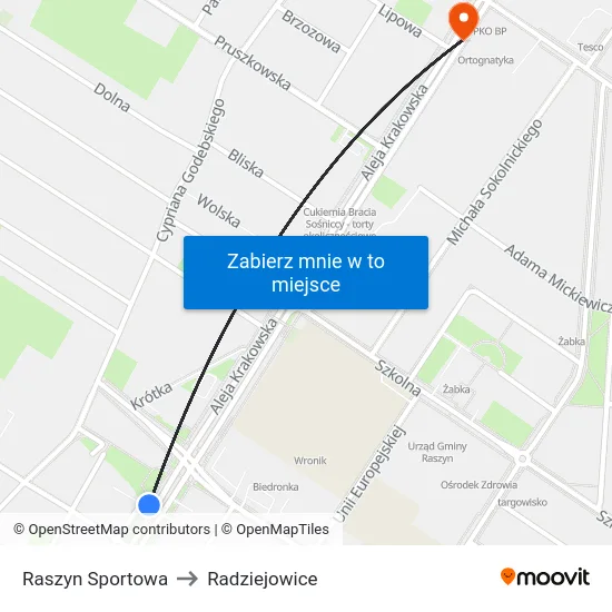 Raszyn Sportowa to Radziejowice map