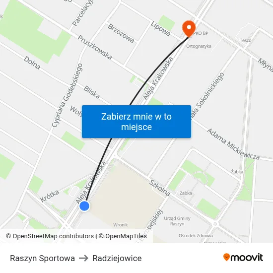 Raszyn Sportowa to Radziejowice map