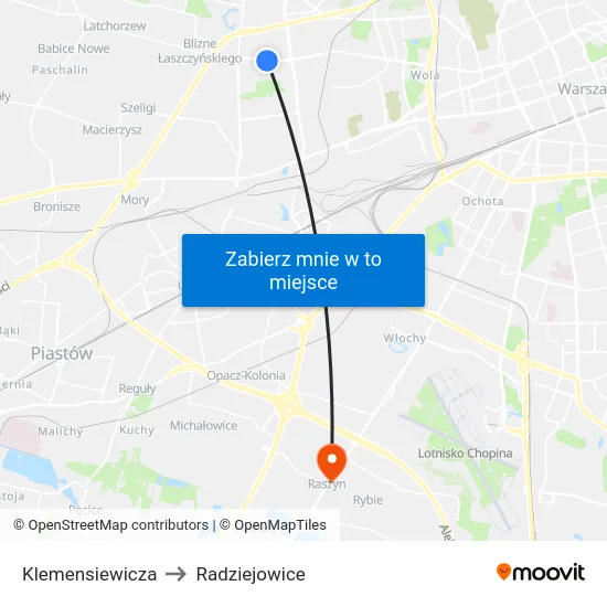 Klemensiewicza to Radziejowice map