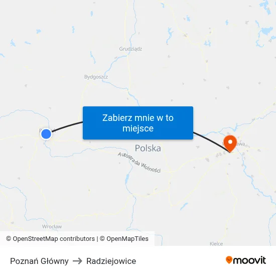 Poznań Główny to Radziejowice map