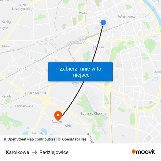 Karolkowa to Radziejowice map