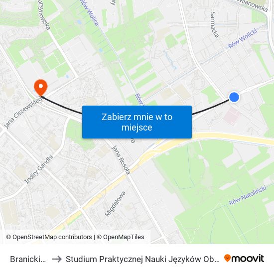 Branickiego 03 to Studium Praktycznej Nauki Języków Obcych (SPNJO) SGGW map