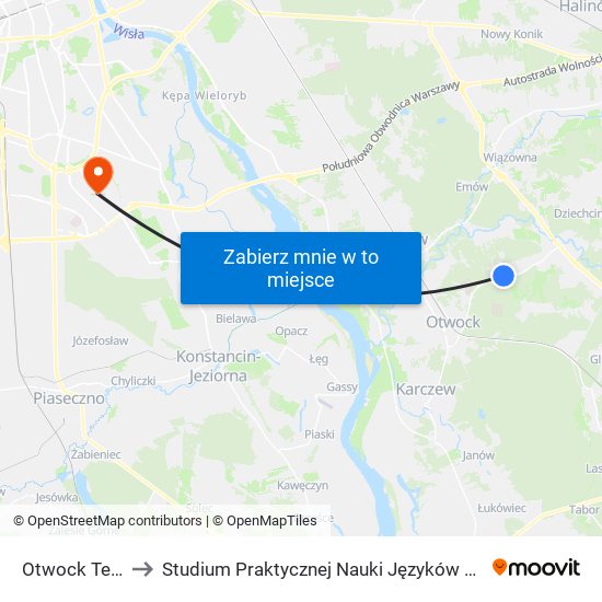 Otwock Teklin II 02 to Studium Praktycznej Nauki Języków Obcych (SPNJO) SGGW map