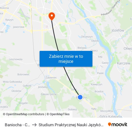 Baniocha-Centrum to Studium Praktycznej Nauki Języków Obcych (SPNJO) SGGW map