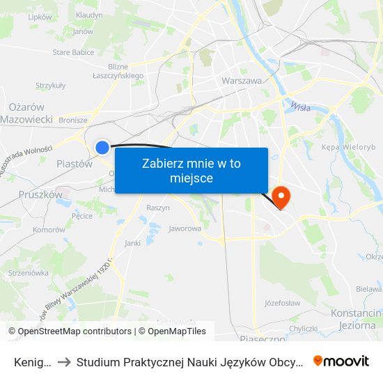 Keniga to Studium Praktycznej Nauki Języków Obcych (SPNJO) SGGW map