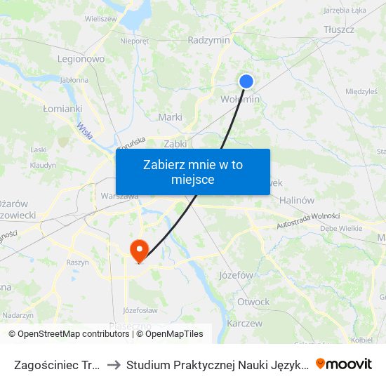 Zagościniec Tramwajowa 01 to Studium Praktycznej Nauki Języków Obcych (SPNJO) SGGW map