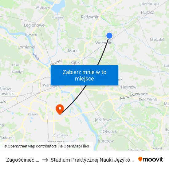 Zagościniec - Szkoła 01 to Studium Praktycznej Nauki Języków Obcych (SPNJO) SGGW map