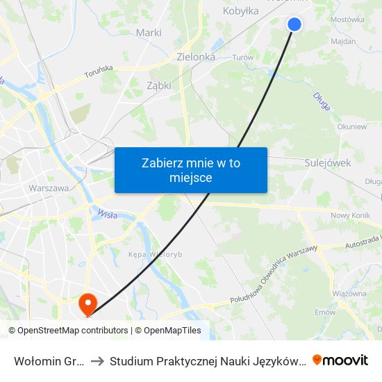 Wołomin Gryczana 02 to Studium Praktycznej Nauki Języków Obcych (SPNJO) SGGW map