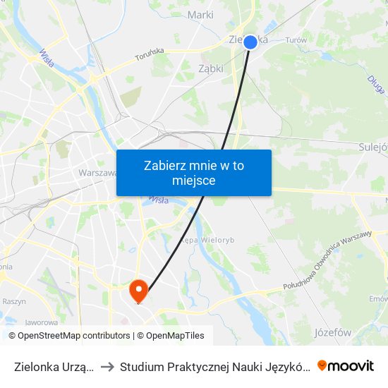 Zielonka Urząd Miasta 02 to Studium Praktycznej Nauki Języków Obcych (SPNJO) SGGW map