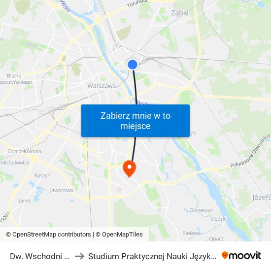 Dw. Wschodni (Kijowska) 15 to Studium Praktycznej Nauki Języków Obcych (SPNJO) SGGW map