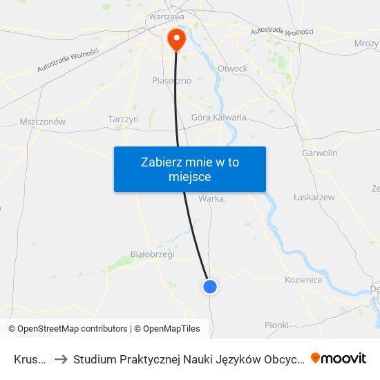 Kruszyna to Studium Praktycznej Nauki Języków Obcych (SPNJO) SGGW map