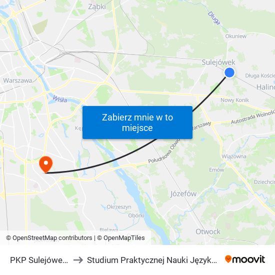 PKP Sulejówek Miłosna 01 to Studium Praktycznej Nauki Języków Obcych (SPNJO) SGGW map