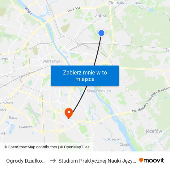 Ogrody Działkowe Kawęczyn 01 to Studium Praktycznej Nauki Języków Obcych (SPNJO) SGGW map