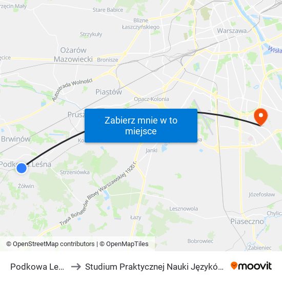 Podkowa Leśna Główna to Studium Praktycznej Nauki Języków Obcych (SPNJO) SGGW map