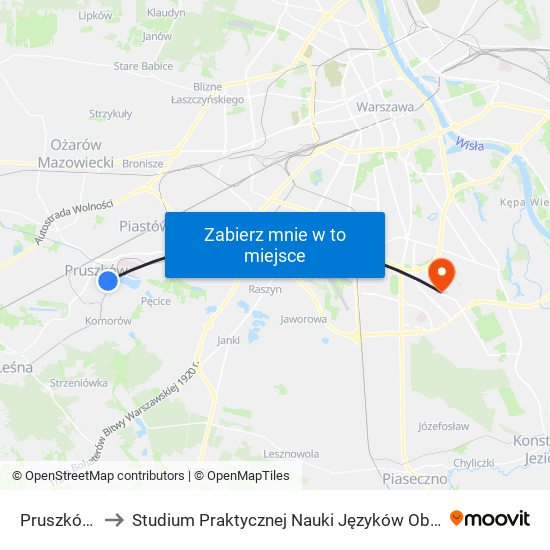 Pruszków Wkd to Studium Praktycznej Nauki Języków Obcych (SPNJO) SGGW map