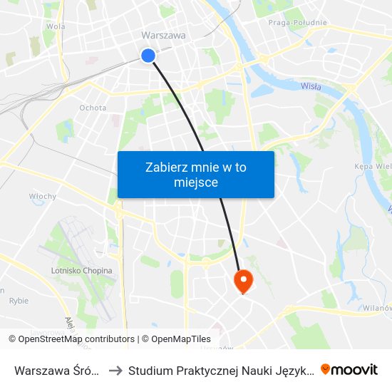 Warszawa Śródmieście WKD to Studium Praktycznej Nauki Języków Obcych (SPNJO) SGGW map