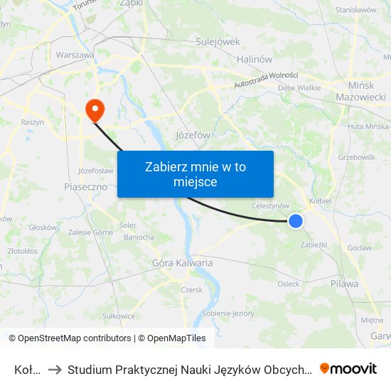 Kołbiel to Studium Praktycznej Nauki Języków Obcych (SPNJO) SGGW map