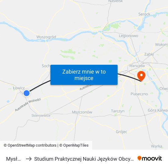 Mysłaków to Studium Praktycznej Nauki Języków Obcych (SPNJO) SGGW map