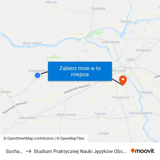 Sochaczew to Studium Praktycznej Nauki Języków Obcych (SPNJO) SGGW map