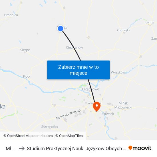 Mława to Studium Praktycznej Nauki Języków Obcych (SPNJO) SGGW map