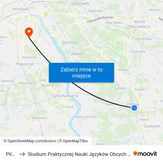 Pilawa to Studium Praktycznej Nauki Języków Obcych (SPNJO) SGGW map