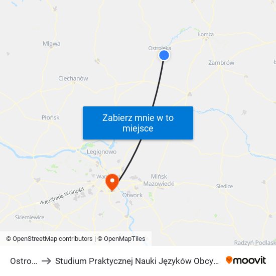 Ostrołęka to Studium Praktycznej Nauki Języków Obcych (SPNJO) SGGW map