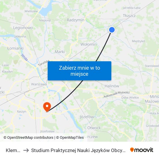 Klembów to Studium Praktycznej Nauki Języków Obcych (SPNJO) SGGW map