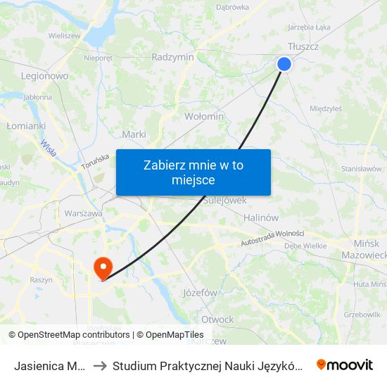 Jasienica Mazowiecka to Studium Praktycznej Nauki Języków Obcych (SPNJO) SGGW map