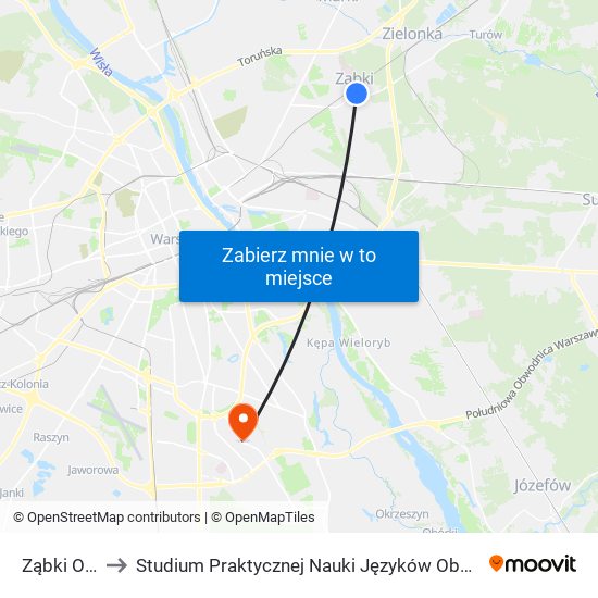 Ząbki Orla 01 to Studium Praktycznej Nauki Języków Obcych (SPNJO) SGGW map