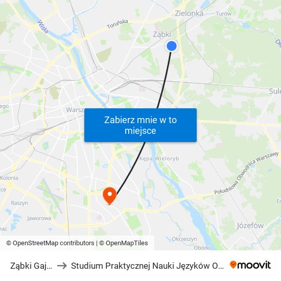 Ząbki Gajowa 01 to Studium Praktycznej Nauki Języków Obcych (SPNJO) SGGW map