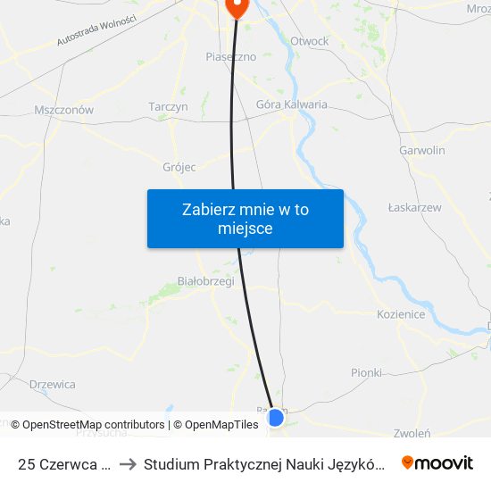 25 Czerwca / Kaufland to Studium Praktycznej Nauki Języków Obcych (SPNJO) SGGW map