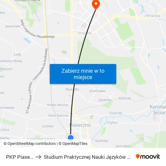 PKP Piaseczno 07 to Studium Praktycznej Nauki Języków Obcych (SPNJO) SGGW map